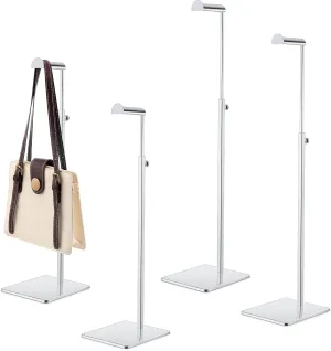 4 Pcs Stainless Steel Purse Display Stand Silver Handbag Display Stand Rack Adjustable Height Holder Set for Boutique Store Home Store Counter Shelf Floor Props Decoration
