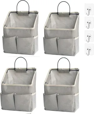 4pcs Wall Hanging Storage Bag,Wall Hanging Organizer bags with Pockets, Wall Organizer Storage for Dormitory Bathroom Bedroom (Grey-upgraded)