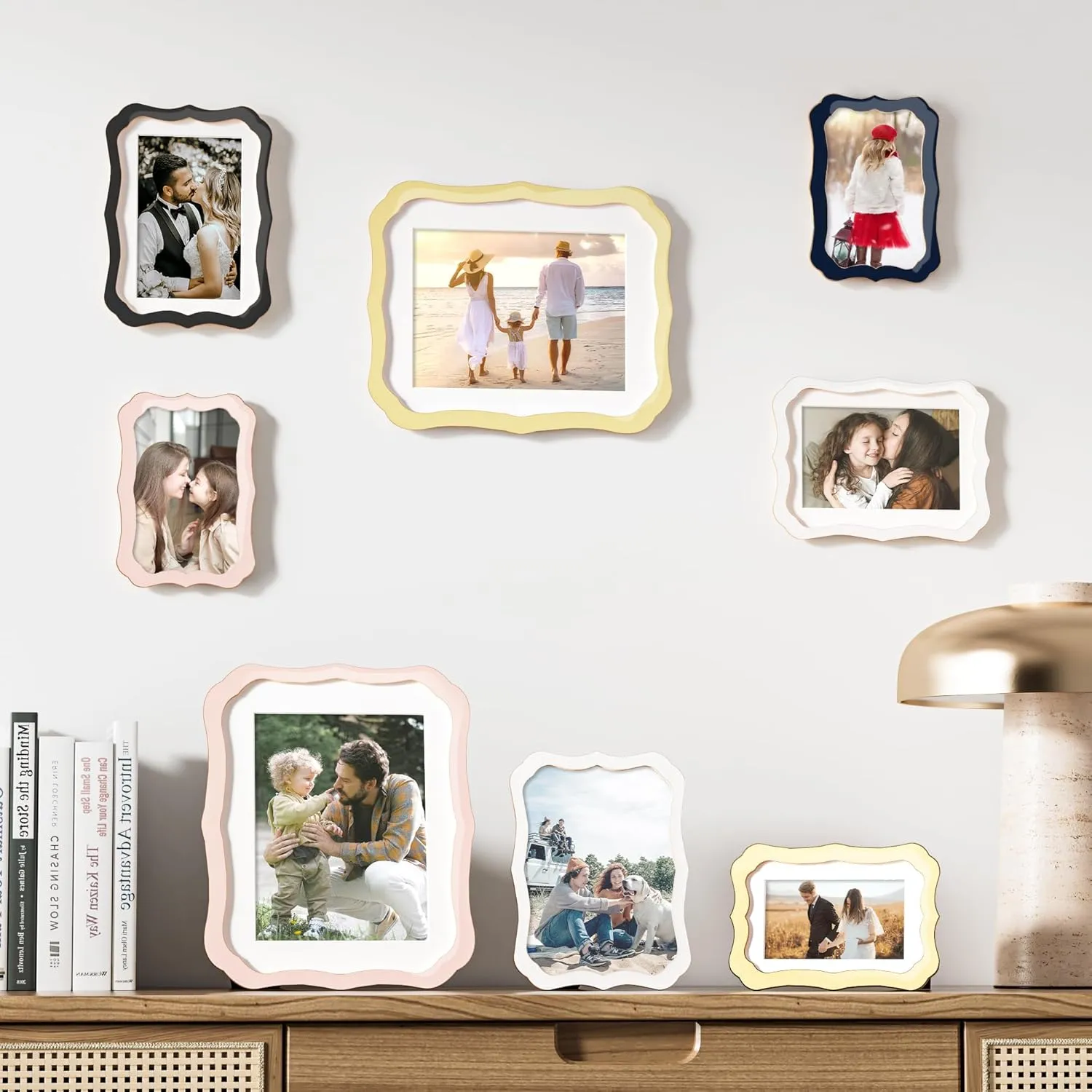 4x6 Enamel Picture Frame with HD-Tempered Glass, Display 3x5 Photo with Mat, Ornate Photo Frame with Metal Edge & Velvet Back for Tabletop & Wall Mount Vertically or Horizontally Display, Navy Blue