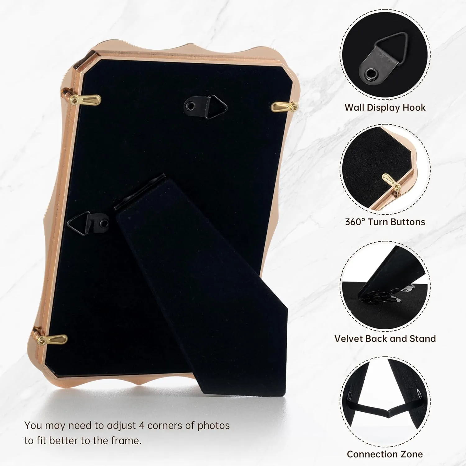 4x6 Enamel Picture Frame with HD-Tempered Glass, Display 3x5 Photo with Mat, Ornate Photo Frame with Metal Edge & Velvet Back for Tabletop & Wall Mount Vertically or Horizontally Display, Navy Blue