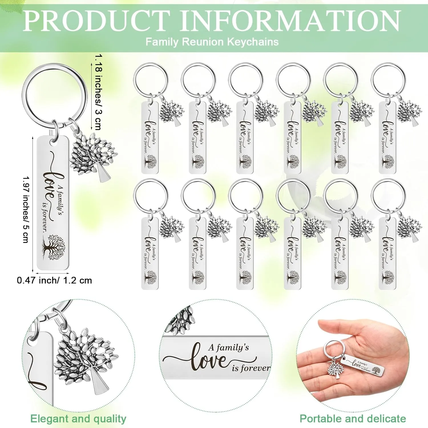 50 Sets Family Reunion Favors Tree Keychains with Card and Bags Reunion Gift for Family Day
