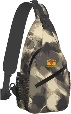 5th Infantry Division 'Red Diamond' Vietnam Combat Veteran Sling Bag for Men, Small Crossbody Sling Bags, Mini Water Resistant Shoulder Daypack for Travel, Anti Thief Chest Bag for Hiking