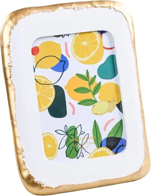 5x7 Picture Frame, Ornate Photo Frame White & Gold, Hand-Crafted Resin Table Top Frame, Hanging Frames with Easel, Hook & Mat, for Home Decor & Wall Gallery Art
