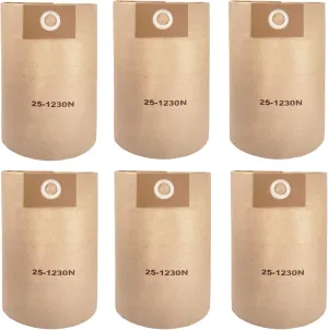 6-Pack 25-1230 Disposable Filter Bags Replacement for Stanley 4-5 Gallon Wet/Dry Vacuums SL18129, SL18130, SL18130P