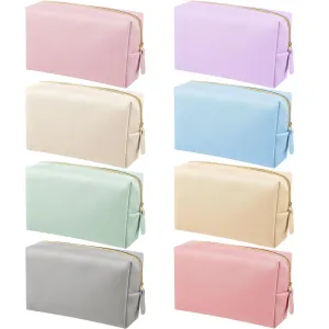 8 Pcs Makeup Bag Pu Leather Cosmetic Pouch Waterproof Small Toiletry Bag Portable Cosmetic Organizer Water Resistant Storage Purse for Lady Women Daily Storage Travel Organizer (Gentle,Medium)