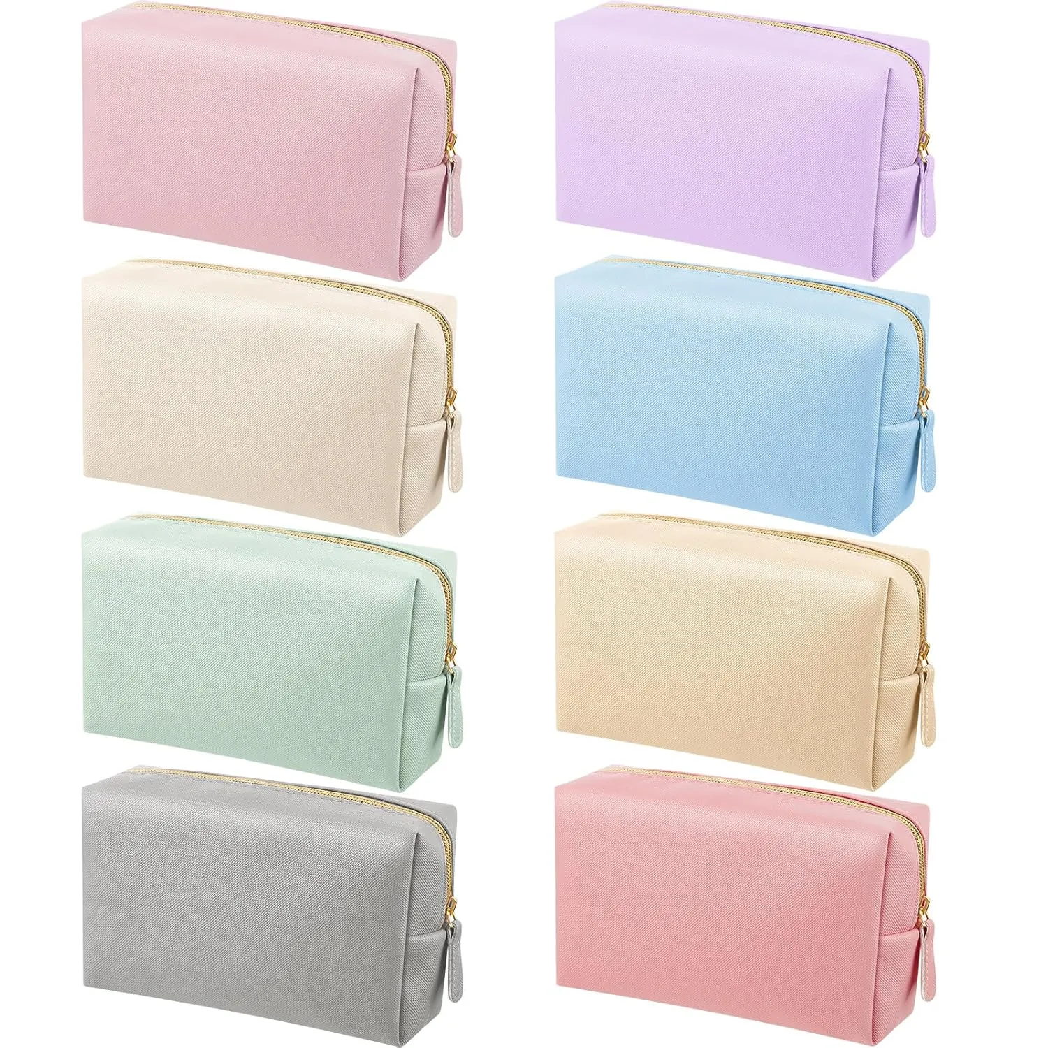 8 Pcs Makeup Bag Pu Leather Cosmetic Pouch Waterproof Small Toiletry Bag Portable Cosmetic Organizer Water Resistant Storage Purse for Lady Women Daily Storage Travel Organizer (Gentle,Medium)