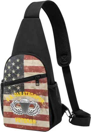 82nd Airborne Division US Paratrooper Army Veteran Sling Bag Crossbody Backpack Shoulder Casual Daypack Bags for Men