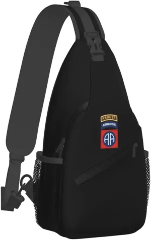 82nd Airborne with Ranger Sling Bag for Men, Small Crossbody Sling Bags, Mini Water Resistant Shoulder Daypack for Travel, Anti Thief Chest Bag for Hiking