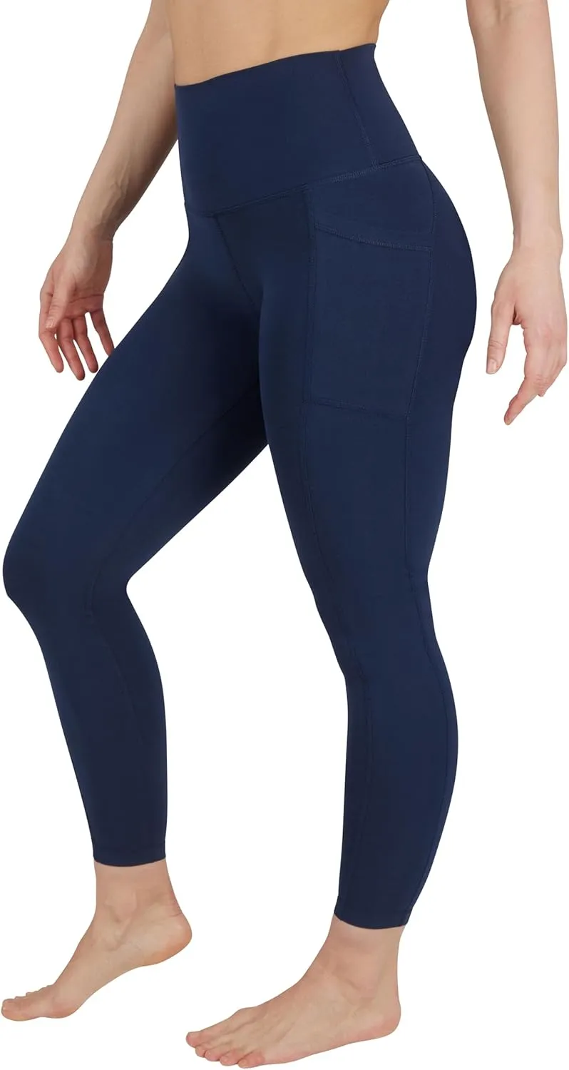 90 Degree By Reflex Cotton High Waist Ankle Length Compression Leggings with Elastic Free Waistband