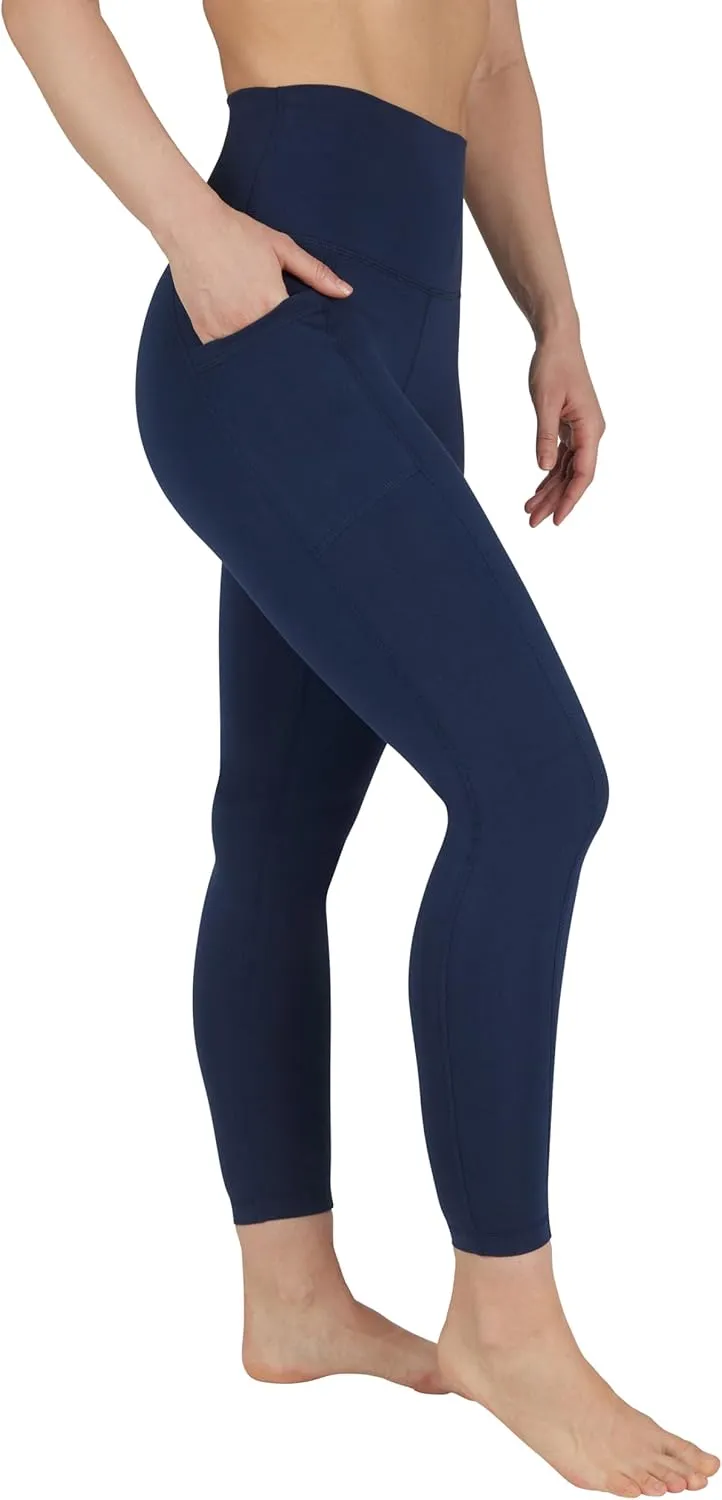 90 Degree By Reflex Cotton High Waist Ankle Length Compression Leggings with Elastic Free Waistband