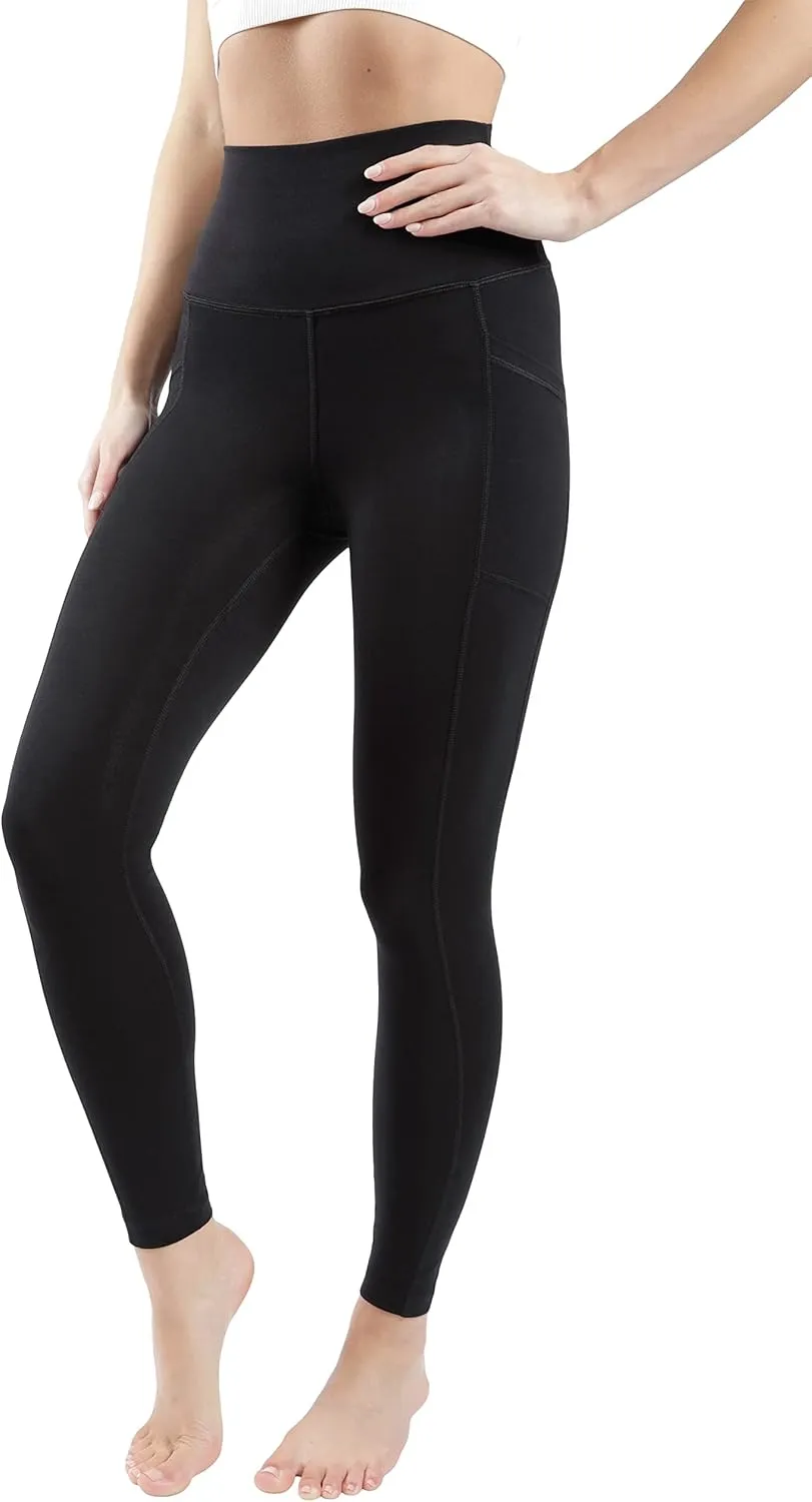 90 Degree By Reflex Cotton High Waist Ankle Length Compression Leggings with Elastic Free Waistband