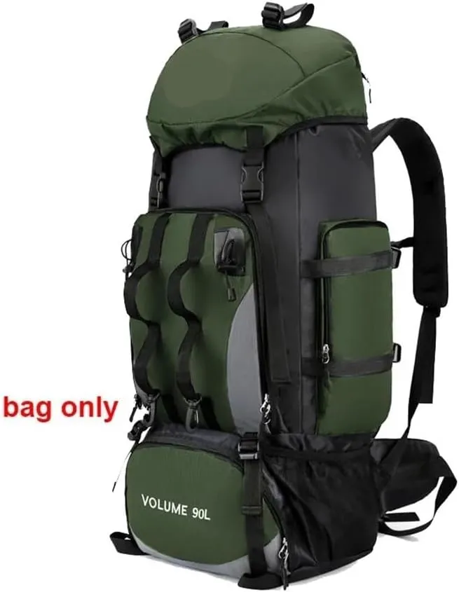 90L Waterproof Hiking Camping Backpack Trekking Bag Rucksack Large Capacity Travel Outdoor Sports Bags Camping Equipment Men(Army)