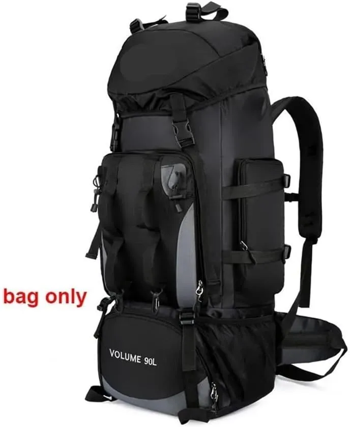 90L Waterproof Hiking Camping Backpack Trekking Bag Rucksack Large Capacity Travel Outdoor Sports Bags Camping Equipment Men(Black)