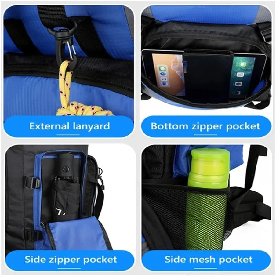 90L Waterproof Hiking Camping Backpack Trekking Bag Rucksack Large Capacity Travel Outdoor Sports Bags Camping Equipment Men(Black)