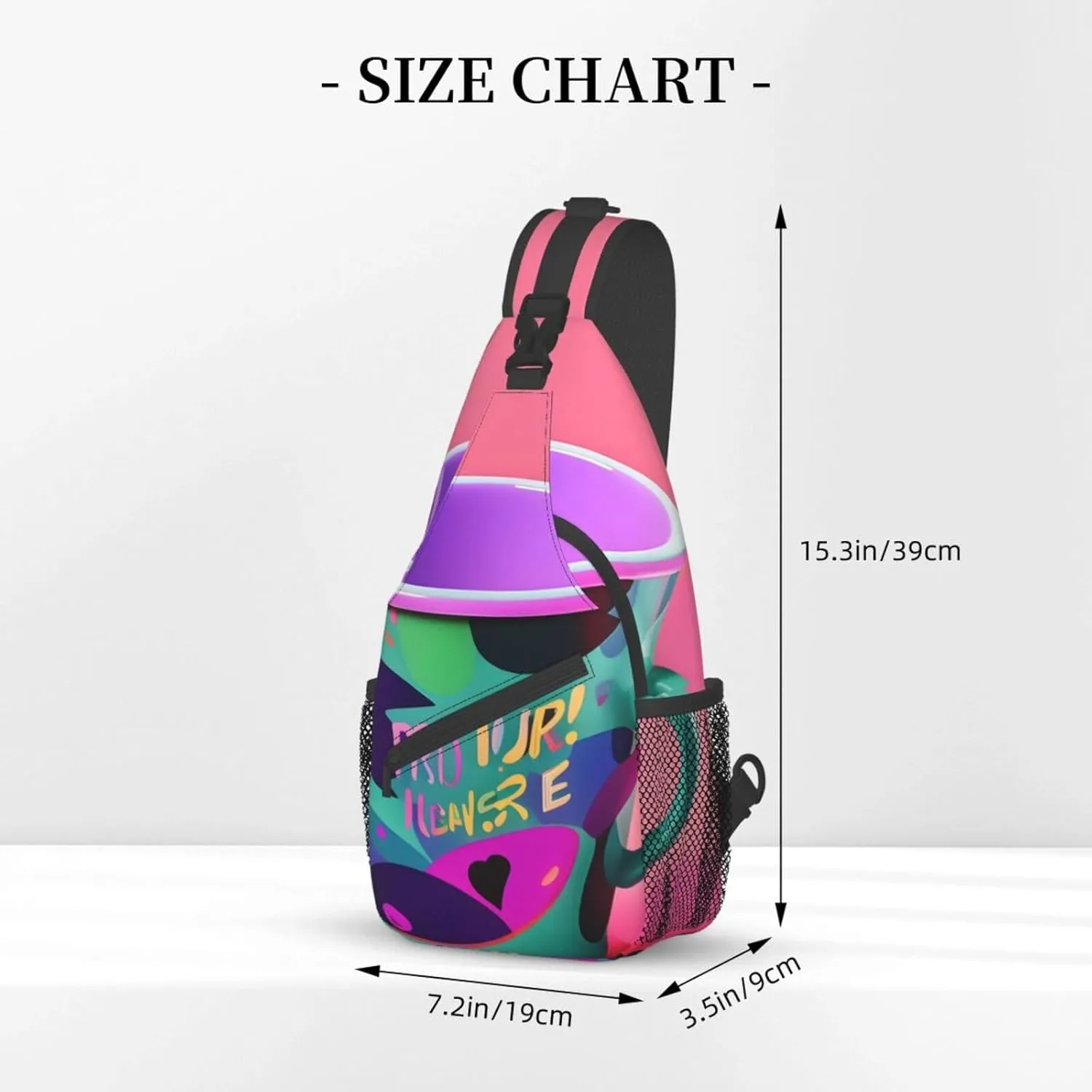 90's Cup Design Print Sling Backpack, Sling Bag, Crossbody Chest Bag Daypack, for Hiking Travel