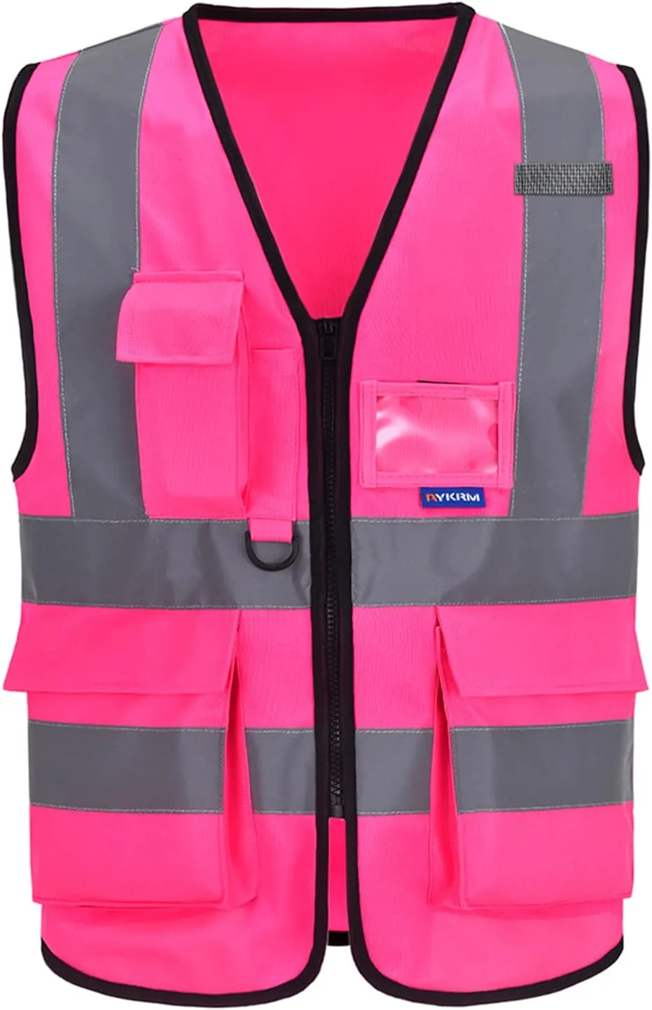 A-SAFETY Pink High Visibility Vest,Reflective Safety Vest Workwear,7 Pockets Hi Vis Durable Vest with Reflective Tapes 4 Lower Pockets,3XL