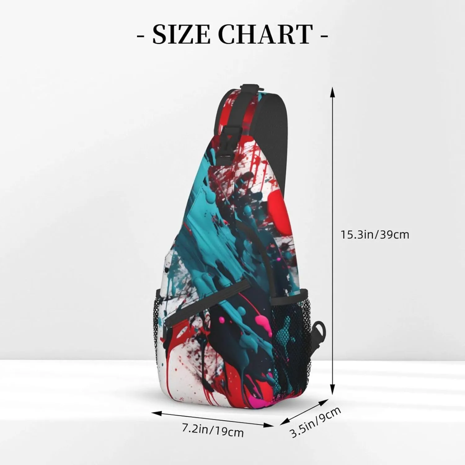 Abstract Paint Splashes Print Sling Backpack, Sling Bag, Crossbody Chest Bag Daypack, for Hiking Travel