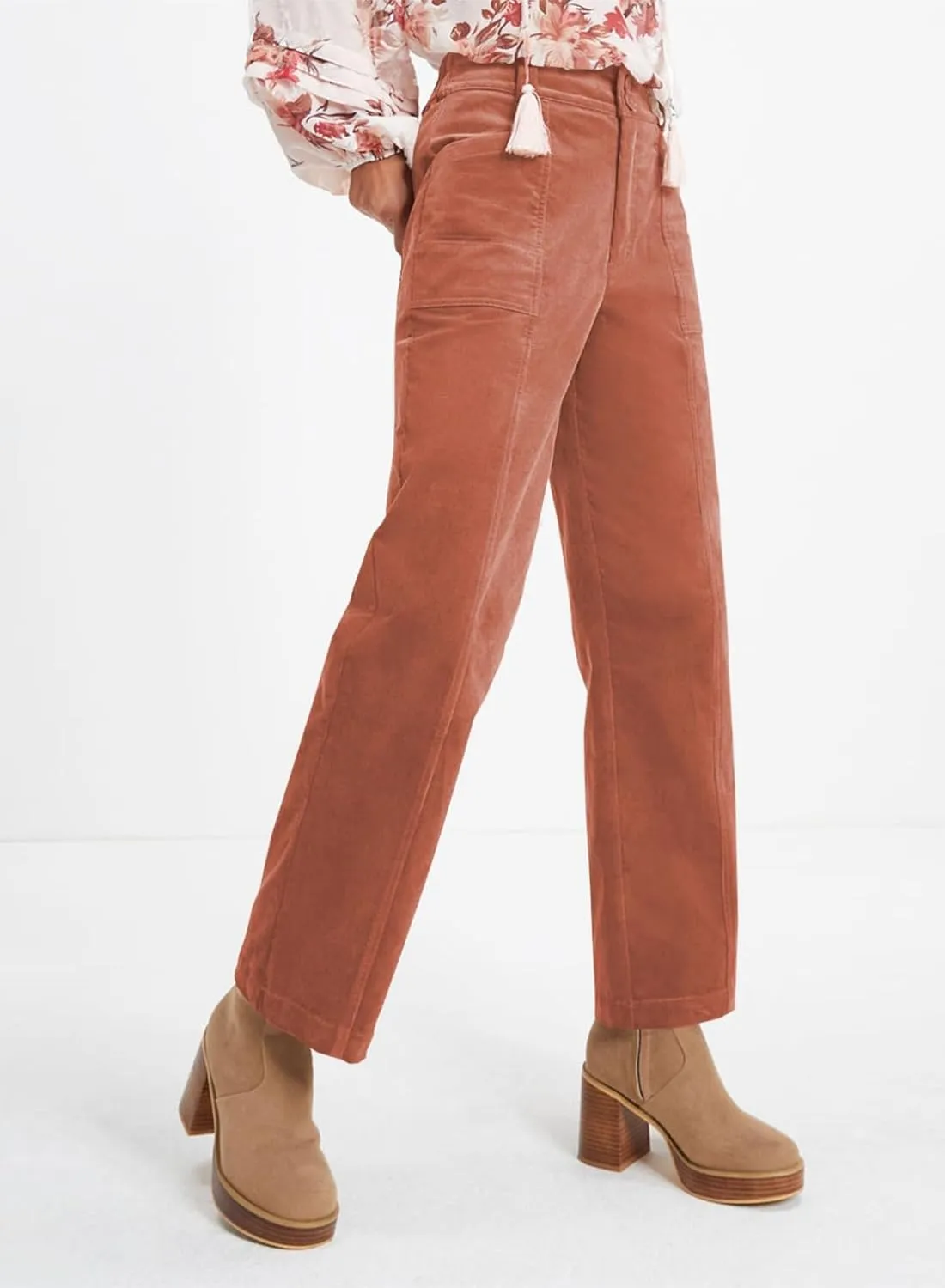 Acelitt Womens Casual Winter Straight Leg Elastic Waist Corduroy Pants with Pockets, S-XXL