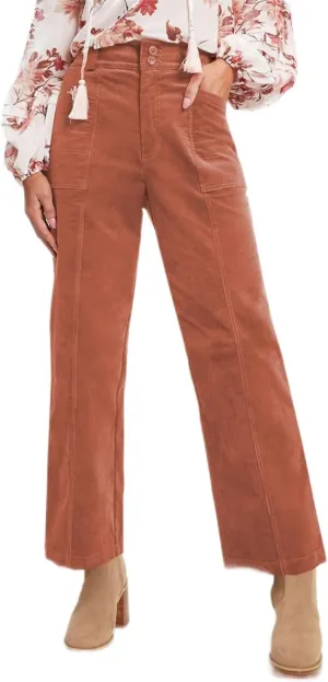 Acelitt Womens Casual Winter Straight Leg Elastic Waist Corduroy Pants with Pockets, S-XXL