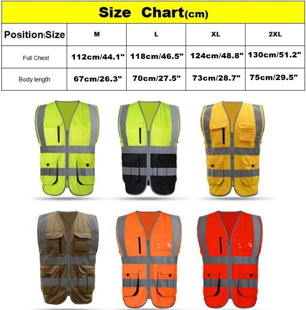 Add Your Name Text on High Visibility Reflective Safety Vest Class 2 ANSI Custom Your Text Protective Workwear 5 Pockets With Reflective Strips Outdoor Work Vest(Neon Yellow XXL)