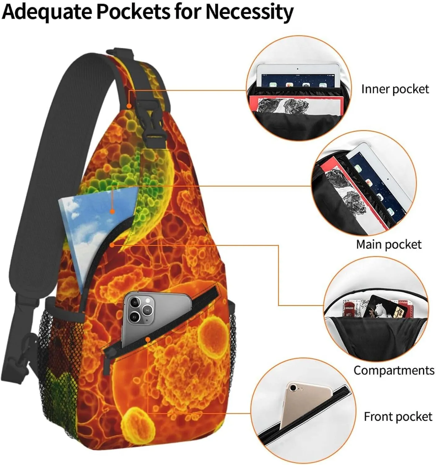 Adherent Eukaryotic Cells Seen Through A Microscop Crossbody Chest Bag Lightweight Sling Daypackstravel Hiking Cycling