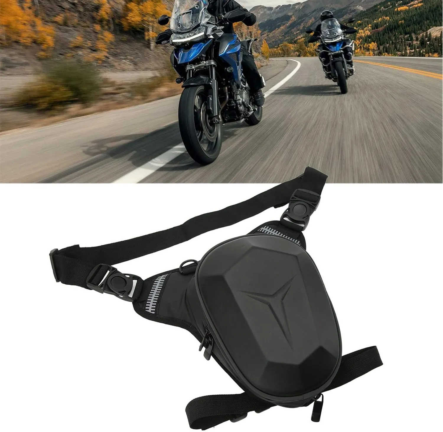 Adjustable Motorcycle Drop Leg Bag, Multifunctional Outdoor Thigh Bag Motorcycle with Reflective Strip Water Proof Waist Pack for Outdoor Hiking Traveling Fishing (Unique Pattern)