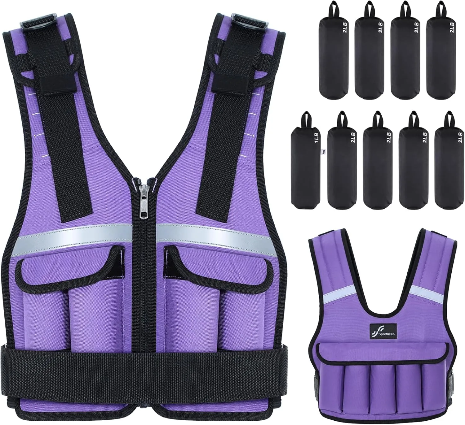 Adjustable Weighted Vest Weights Set: Sportneer 2-18 lbs/2-42 lbs Body Weight Vests 16 In 1 Fast Adjust Running Vest for Men Women Gym Home Workout Fitness Strength Training 2-18/42 lbs Removable