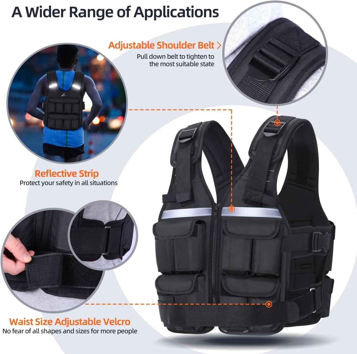 Adjustable Weighted Vest Weights Set: Sportneer 2-18 lbs/2-42 lbs Body Weight Vests 16 In 1 Fast Adjust Running Vest for Men Women Gym Home Workout Fitness Strength Training 2-18/42 lbs Removable