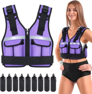 Adjustable Weighted Vest Weights Set: Sportneer 2-18 lbs/2-42 lbs Body Weight Vests 16 In 1 Fast Adjust Running Vest for Men Women Gym Home Workout Fitness Strength Training 2-18/42 lbs Removable