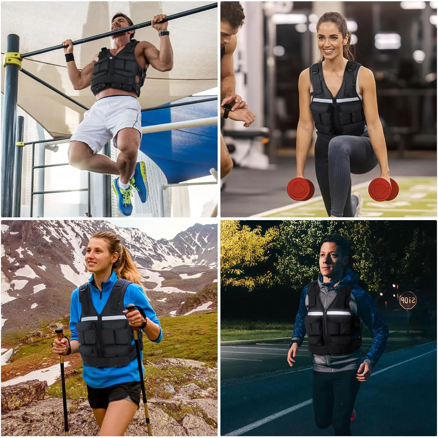Adjustable Weighted Vest Weights Set: Sportneer 2-18 lbs/2-42 lbs Body Weight Vests 16 In 1 Fast Adjust Running Vest for Men Women Gym Home Workout Fitness Strength Training 2-18/42 lbs Removable