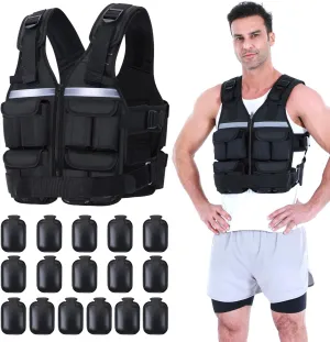 Adjustable Weighted Vest Weights Set: Sportneer 2-18 lbs/2-42 lbs Body Weight Vests 16 In 1 Fast Adjust Running Vest for Men Women Gym Home Workout Fitness Strength Training 2-18/42 lbs Removable
