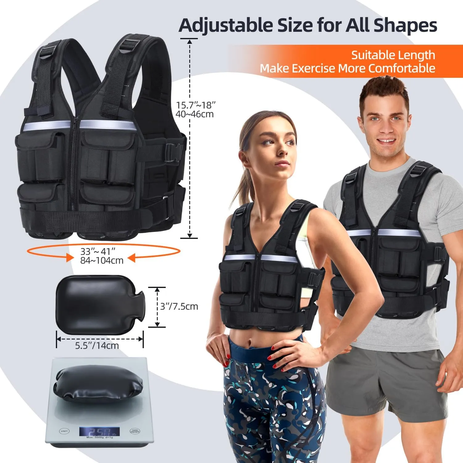 Adjustable Weighted Vest Weights Set: Sportneer 2-18 lbs/2-42 lbs Body Weight Vests 16 In 1 Fast Adjust Running Vest for Men Women Gym Home Workout Fitness Strength Training 2-18/42 lbs Removable