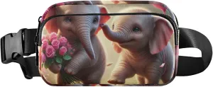 Adorable Elephant Valentine Dance Waterproof Women Fanny Packs Belt Bag Hip Pouch Funny Crossbody Waist Bag
