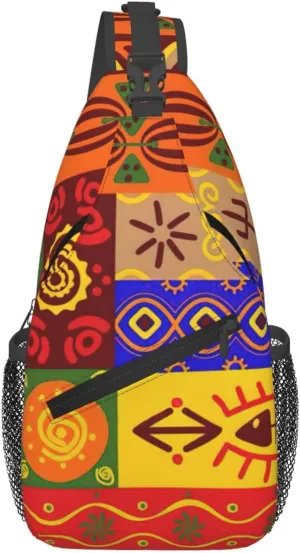 African National Patterns Print Cross Chest Bag Diagonally,Sling Bag,Shoulder Bag For Travel, Hiking, Work