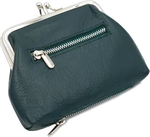 AG Wallets Change Purse for Women, Soft Leather Wallet & Coin Purse for Women, Large Enough to Hold Folded Cash, Credit Cards and Loose Change, Metal Kiss Lock Coin Purse with 2 Zipper Pocket