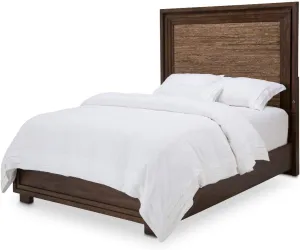 Aico Amini Carrollton Queen Panel Bed w Fabric Insert in Rustic Ranch