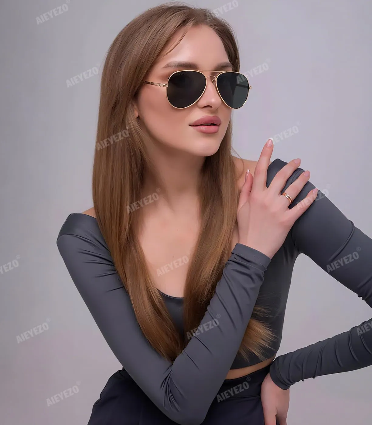 AIEYEZO Classic Aviator Polarized Sunglasses for Men Women Spring Hinge Metal Frame UV400 Protection