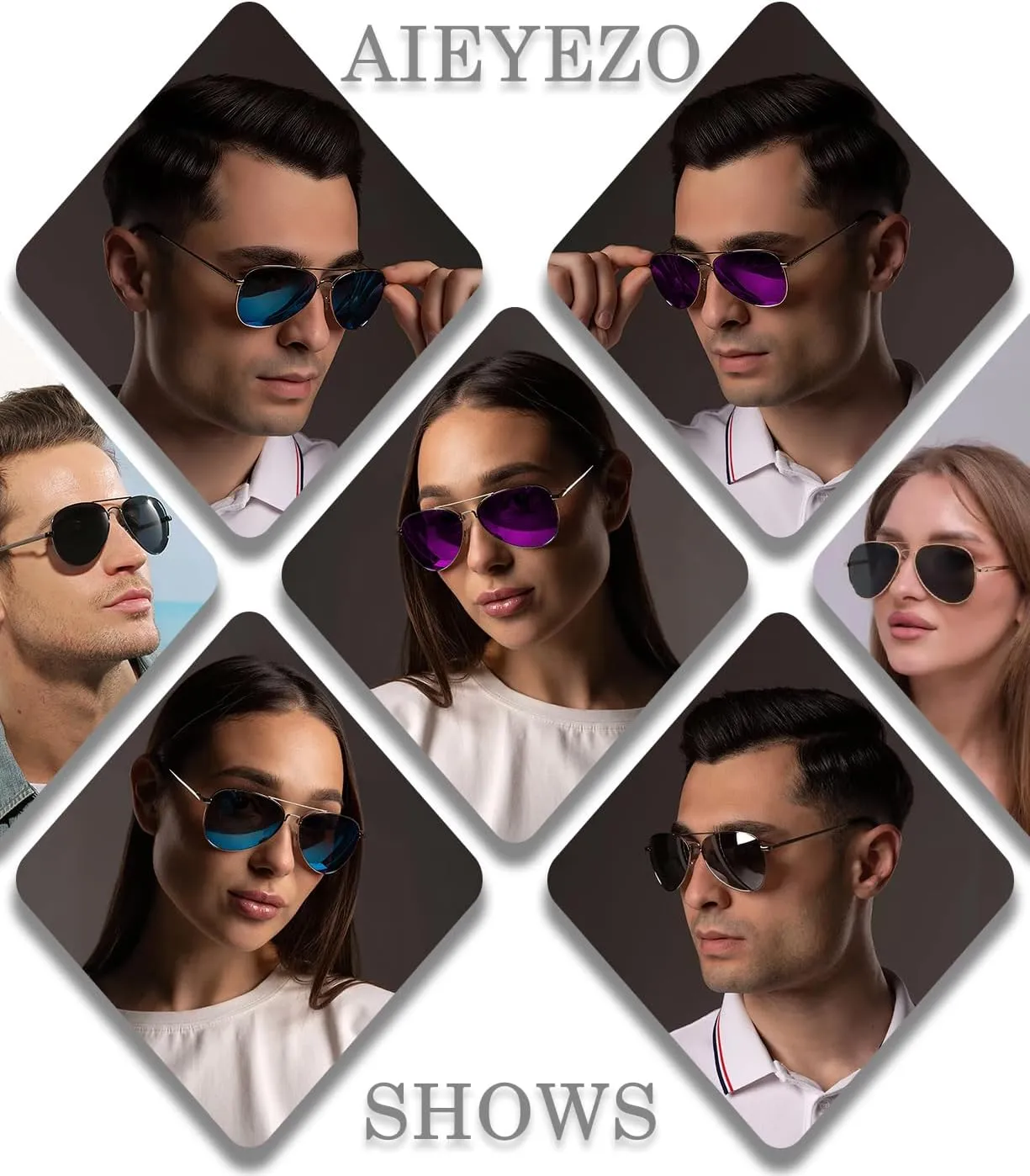 AIEYEZO Classic Aviator Polarized Sunglasses for Men Women Spring Hinge Metal Frame UV400 Protection