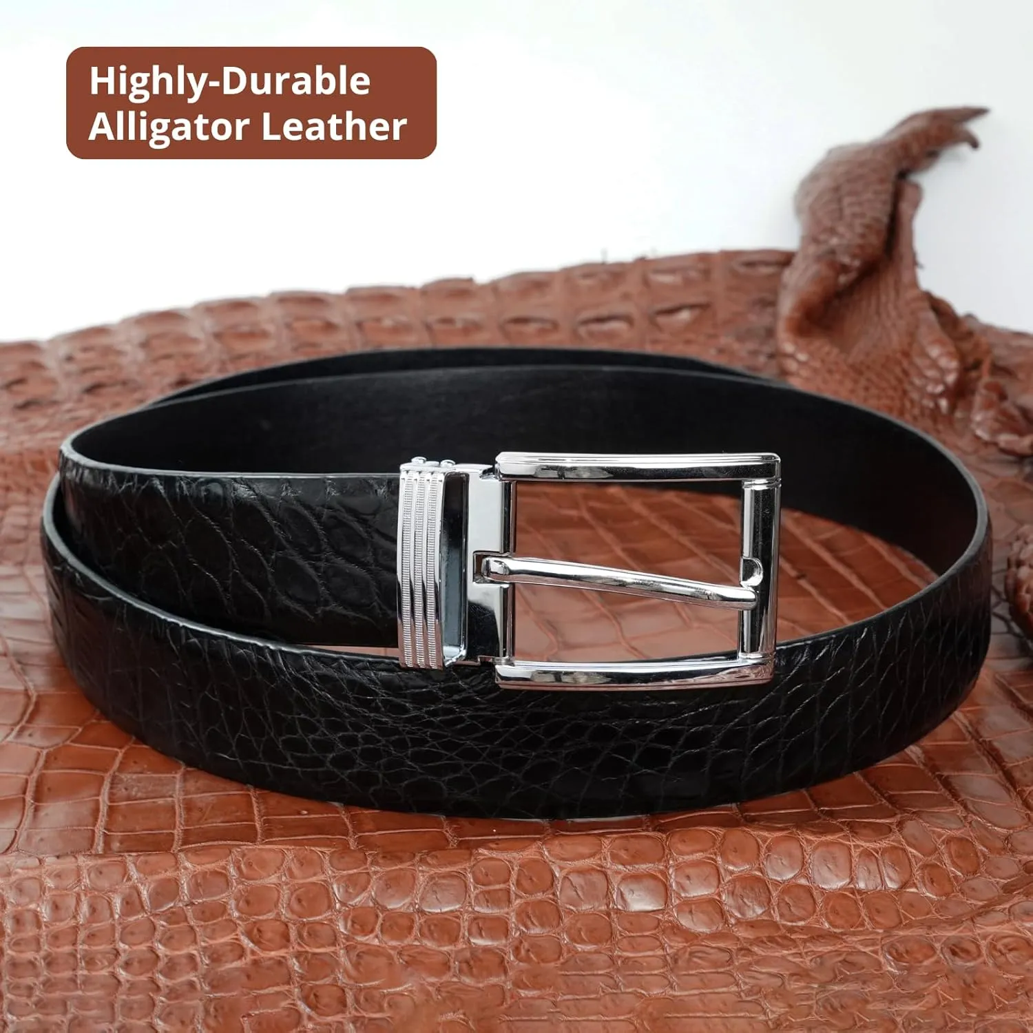 AIIigator Belt Men Leather Straight Belts Handmade Buckle Durable Dress Belt Classic Fashion Gift For Dad Boss Teacher