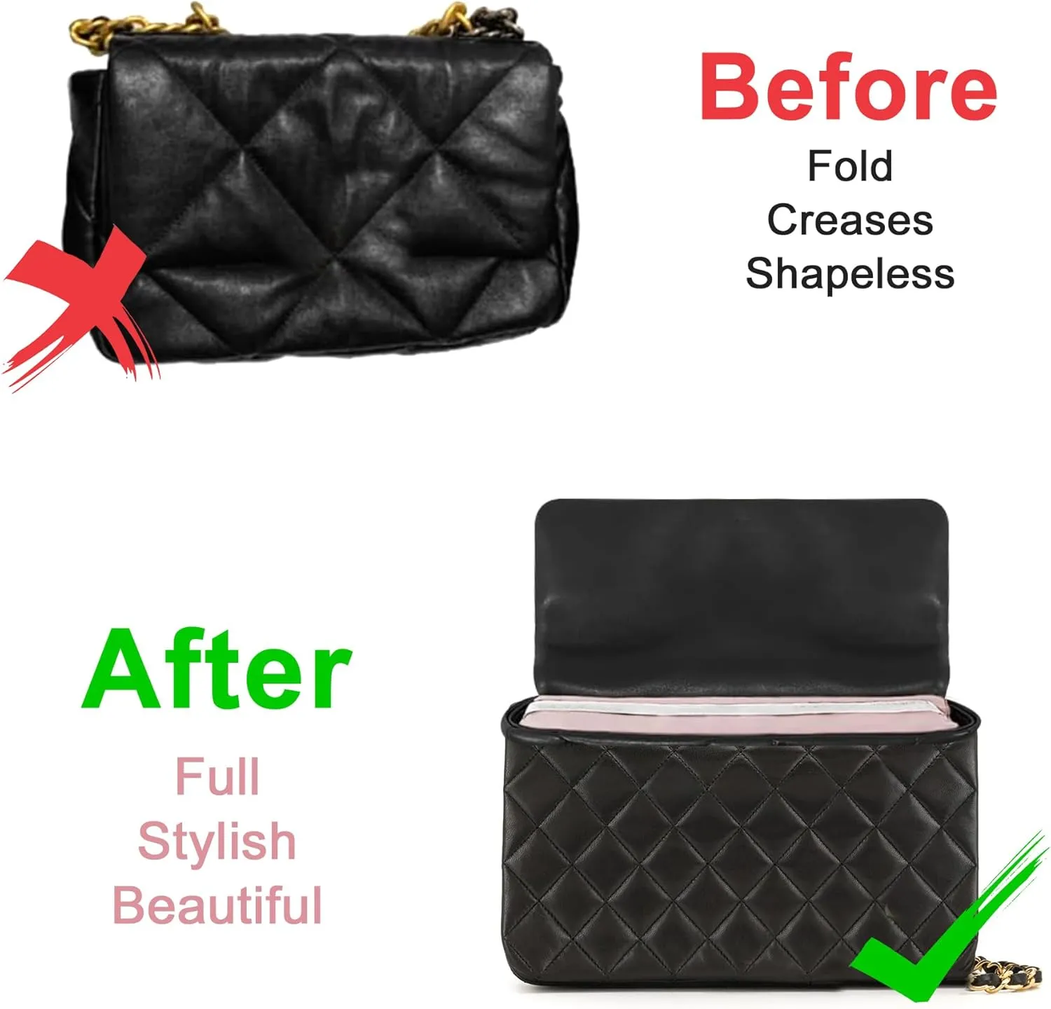 Aimery Purse Pillows to Keep Shape for Classic Flap bag shaper,Premium Bag Pillow and Pillow Purse Filler for Storage and Display,Purse Pillows for Handbags and Purse Stuffers for Shape(CF Medium 25)