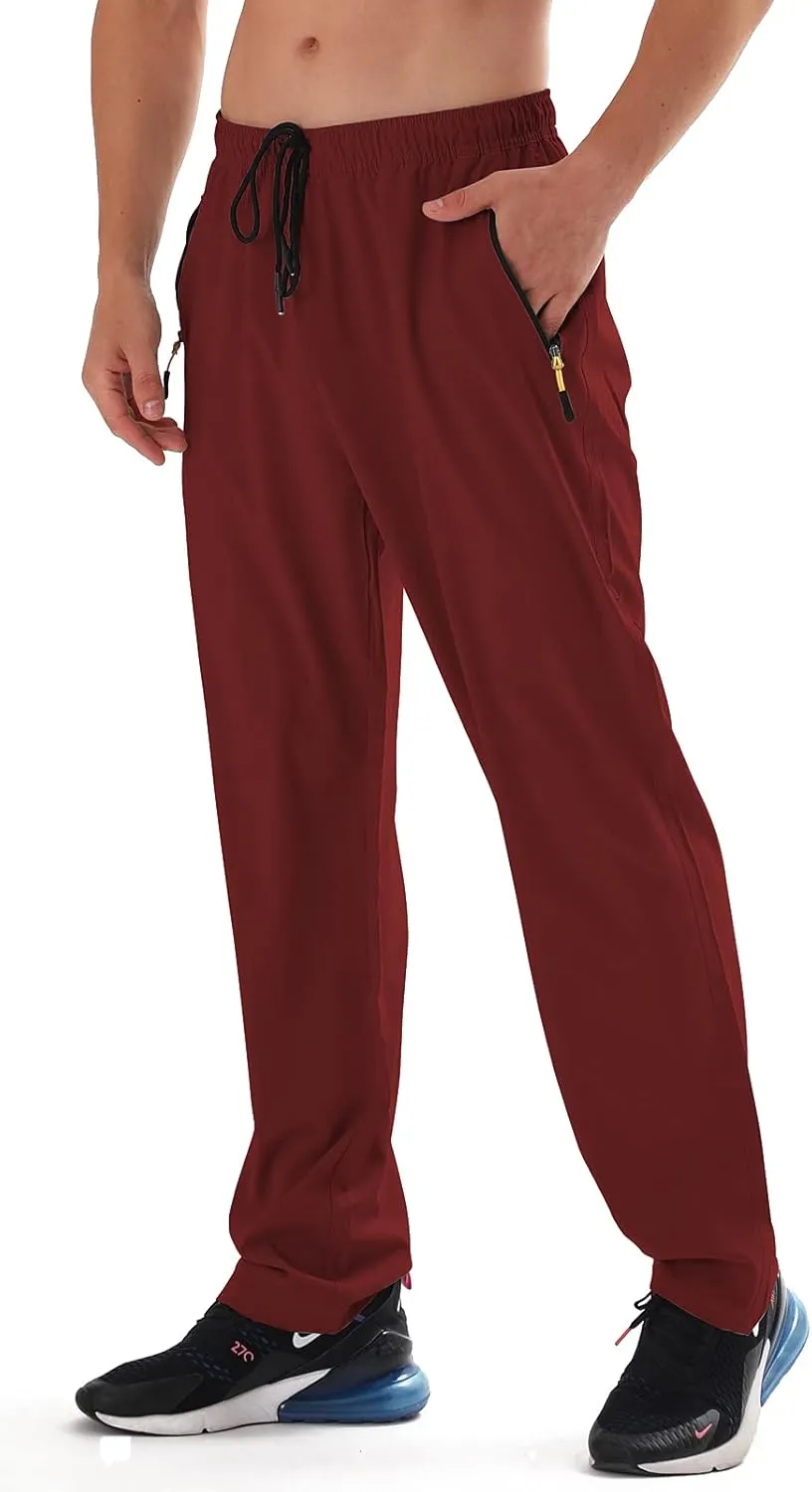 AIRIKE Men's Elastic Waist Hiking Pants Water Resistant Quick-Dry Lightweight Outdoor Sweatpants with Zipper Pockets