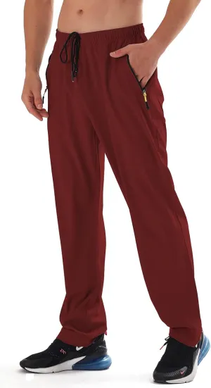 AIRIKE Men's Elastic Waist Hiking Pants Water Resistant Quick-Dry Lightweight Outdoor Sweatpants with Zipper Pockets