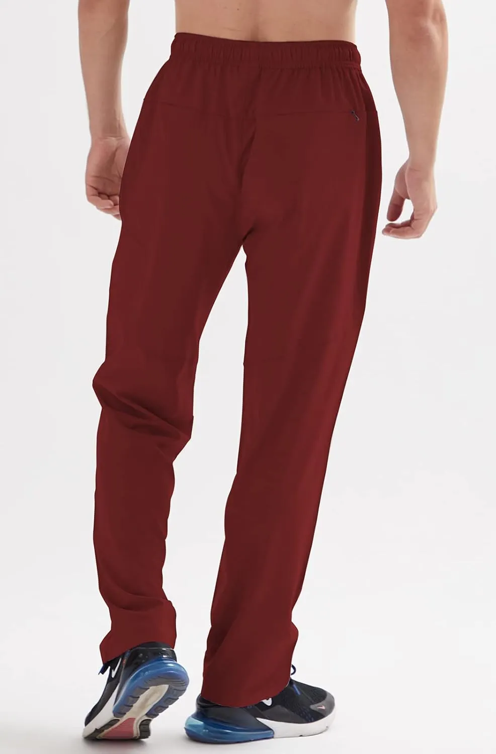 AIRIKE Men's Elastic Waist Hiking Pants Water Resistant Quick-Dry Lightweight Outdoor Sweatpants with Zipper Pockets