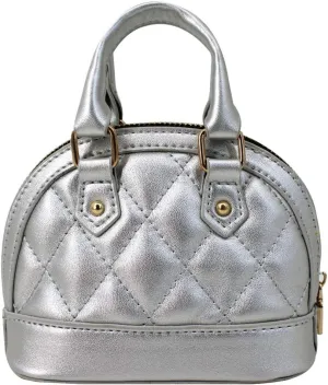 Aisa Girls Mini Dome Satchel Purse Cute Coin Purse Chain Crossbody Tote Handbag (0738 Silver)