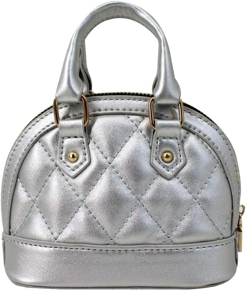 Aisa Girls Mini Dome Satchel Purse Cute Coin Purse Chain Crossbody Tote Handbag (0738 Silver)