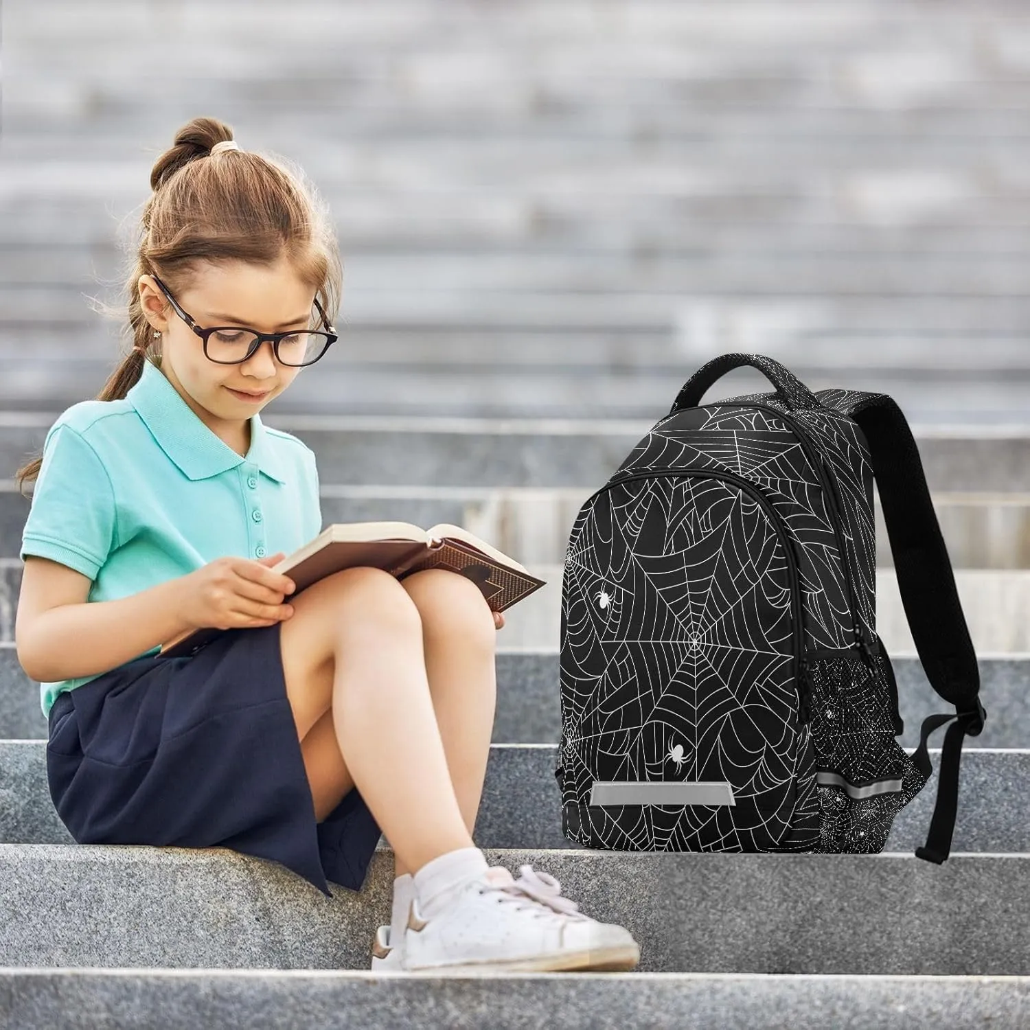 ALAZA Black Spider Web Backpack School Bag Laptop Bags Daypack Bookbag for Teen Girls Kids Boys, 13 14 15.6 inch
