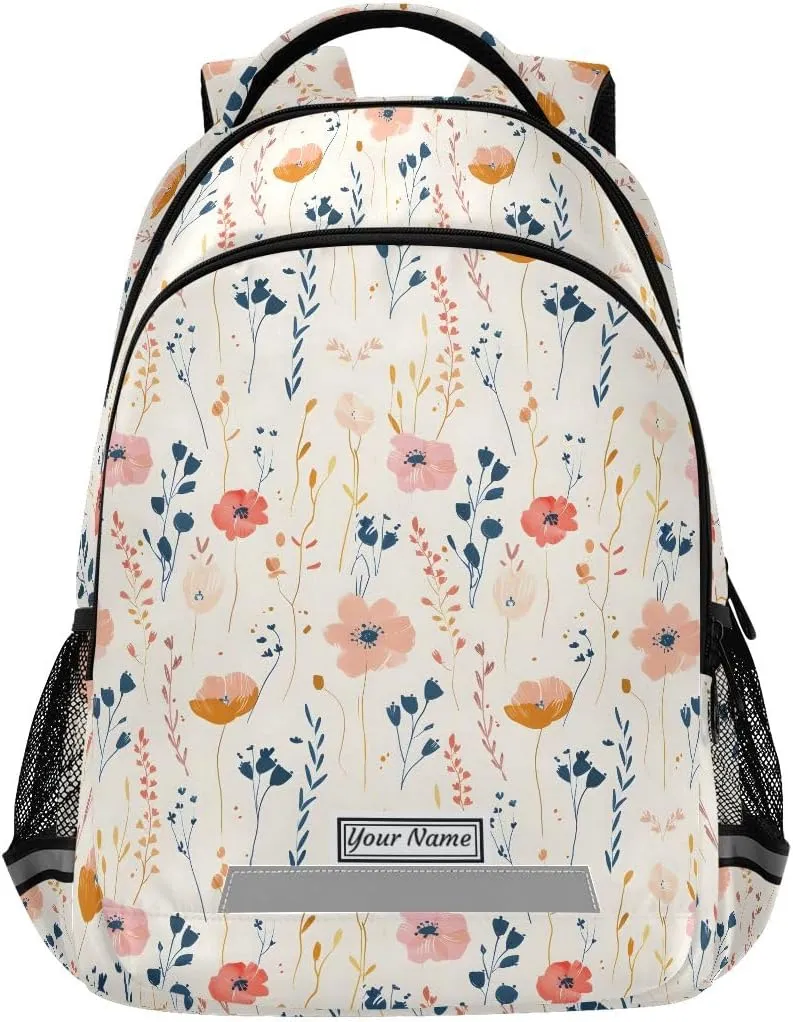 ALAZA Personalized Toddler Backpack School Girls Boys Bookbag Kids Bags Pale Flower Print Children Student Daypack Travel Teen Name Customized