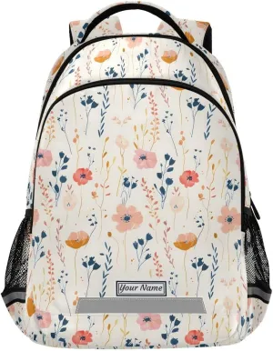 ALAZA Personalized Toddler Backpack School Girls Boys Bookbag Kids Bags Pale Flower Print Children Student Daypack Travel Teen Name Customized