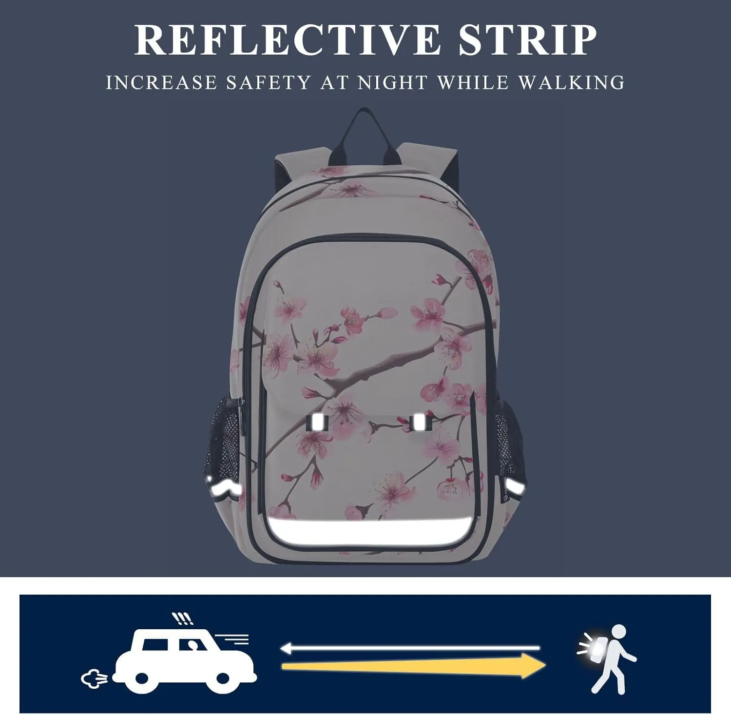 ALAZA Pink Cherry Blossom Branch School Backpacks Travel Laptop Bag Kids Bookbag for Girls Teens Women