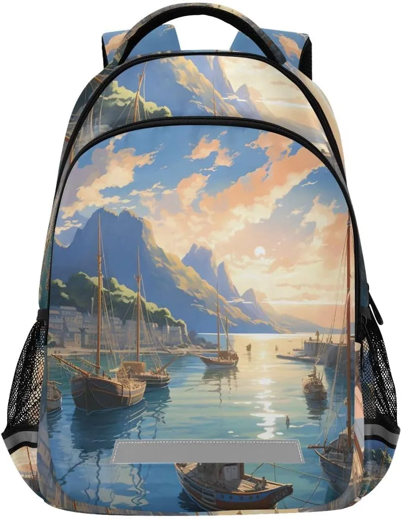 ALAZA Toddler Backpack School Boys Girls Bookbag Kids Children Bags Sailing Sailboat Seaway Student Daypack Travel Teen